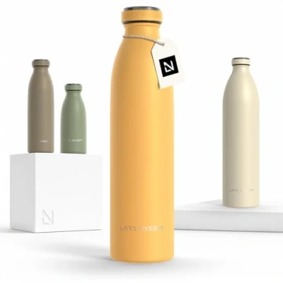 Afbeelding van LARS NYSØM &#039;Ren&#039; Roestvrijstalen drinkfles 750ml BPA vrije geïsoleerde waterfles 0,75 Liter Spicy Mustard