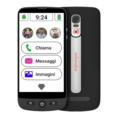 Afbeelding van Swissvoice S510M Senioren Smartphone Simlockvrij 4G+ SOS knop achterop het toestel Android 12 Whatsapp