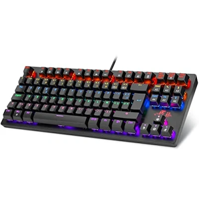 Afbeelding van Rii Gaming toetsenbord, USB, bekabeld, Frans AZERTY, mechanisch, 60%, led achtergrondverlichting, 9 mechanische speelmodi, compatibel met MacBook/Mac OS/Windows PC, zwart