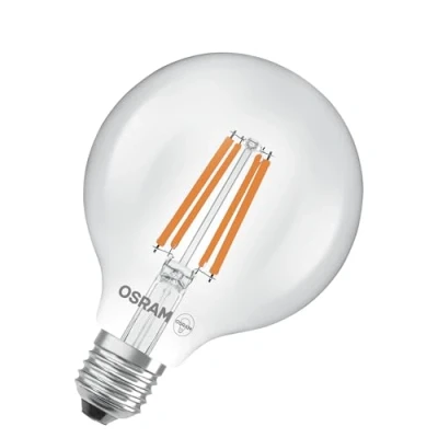 Afbeelding van OSRAM Klassiek Edison vorm, met decoratief led filament, energie efficiëntieklasse A, E27, 5 W, 1055 lm, 2700 K, warmwit, zonder opwarming, 100% directe verlichting.