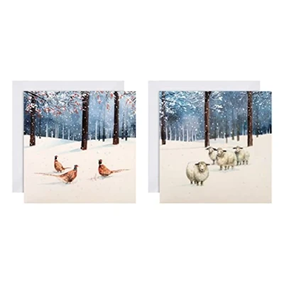 Afbeelding van Hallmark Set van 16 liefdadigheidskerstkaarten in een doos, traditionele winterscène motieven