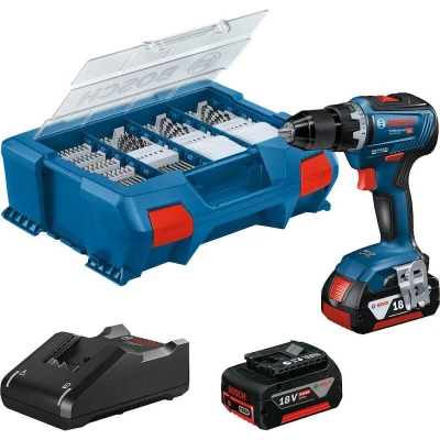 Afbeelding van Bosch Professional GSR 18V 55 06019H5209 Accu schroefboormachine 18 V 4.0 Ah Li ion Incl. 2 accus, lader, accessoires, Brushless
