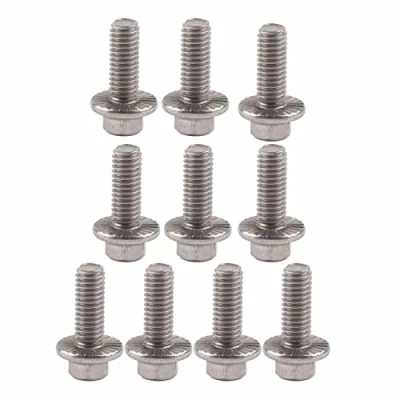 Afbeelding van Flensschroeven SS304 10 stuks M6 zeskantflensschroeven roestvrij staal dop bout sluitring kop bouten bevestiging (M6 x 20)