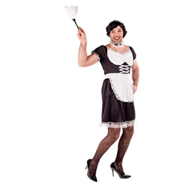 Afbeelding van Fun Shack Huishoudkostuum, Soubrette kostuum, dienstmeisjesoutfit, dienstmeisjeskostuum, dienstmeisje heren, carnavalskostuum voor Halloween, maat XL