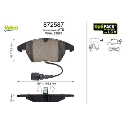 Afbeelding van VALEO 872587 Remblokkenset Vooras Incl. slijtage waarschuwingscontact Zonder slotschroefset, Voor zware omstandigheden VOLKSWAGEN: Caddy 3