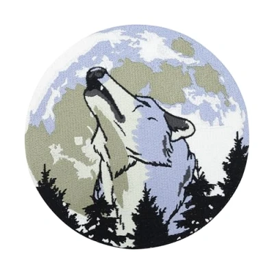 Afbeelding van Finally Home grote opstrijkbare achterpatch met wolf en maan Motorfiets patches, biker strijkpatch patch voor heren