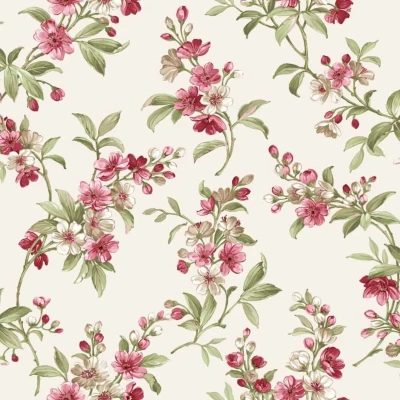 Afbeelding van Behang Blooming Garden 6 Flowers rood en groen