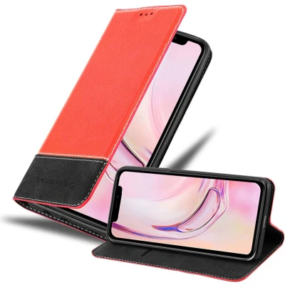 Afbeelding van Cadorabo Hoesje geschikt voor Apple iPhone 13 PRO in ROOD ZWART Beschermhoes met magnetische sluiting, standfunctie en kaartvakje Book Case Cover Etui