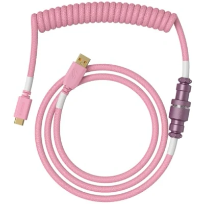 Afbeelding van Glorious Gaming Premium spiraaltoetsenbordkabel, vergulde USB A stekker (pc) naar C (toetsenbord), knoopvrij, dubbele gevlochten huls, 5 polige luchtvaarttussenaansluiting, Pixel Pink