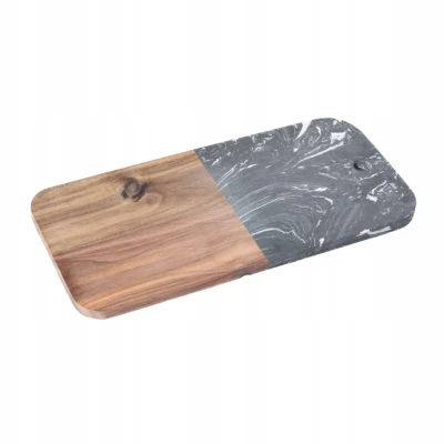 Afbeelding van Snijplank Grijs Bruin Acacia Marmer (18 x 1,5 38 cm)