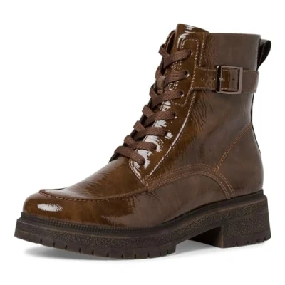 Afbeelding van Tamaris Enkellaarsjes met plateauzool, Dames, Maat: 37, Mahogany Kunststof