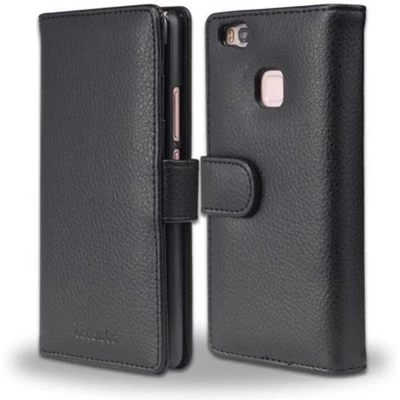 Afbeelding van Cadorabo Hoesje geschikt voor Huawei P9 LITE 2016 / G9 in ZWARTE OXIDE Beschermhoes met magnetische sluiting en 3 kaartsleuven Book Case Cover Etui