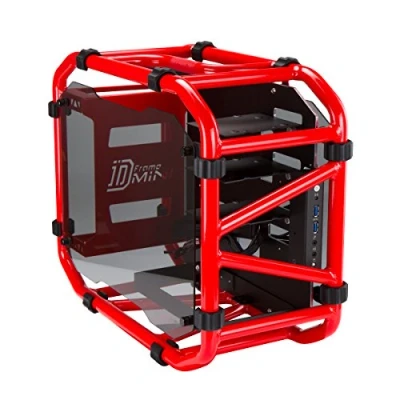 Afbeelding van IN WIN D Frame mini USFF ITX zijpaneel met raam (gehard glas) geen voeding (ATX12V/ PS/2/ EPS) glanzend rood USB/Audio