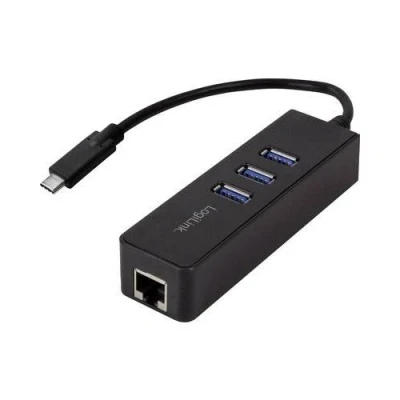 Image de Adaptateur USB 3.0 LogiLink C 3 Port Hub with Gigabit Ethernet UA0283 [1x mâle type 1x RJ45 femelle, femelle A]