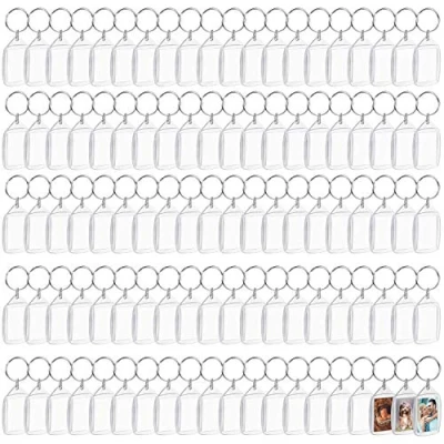Afbeelding van Kurtzy Personaliseerbare fotosleutelhouder (200 stuks) 5,4 x 3,4 cm transparante fotosleutelhanger met ring, voor dubbelzijdige foto&#039;s familie, vrienden, geschenken en