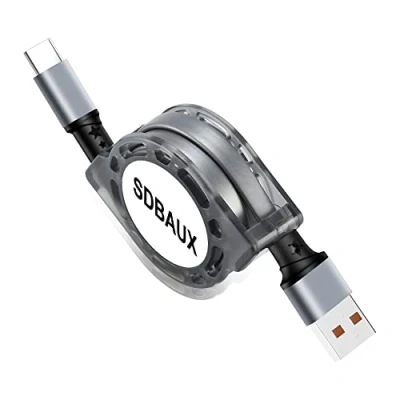 Afbeelding van SDBAUX USB C kabel, 60 W/1 m, intrekbaar, A naar C, snel opladen 3 en gegevenssynchronisatie, oplaadkabel, aansluiting voor Samsung Galaxy S21 S20, Huawei, Xiaomi, Google Pixel, PS5