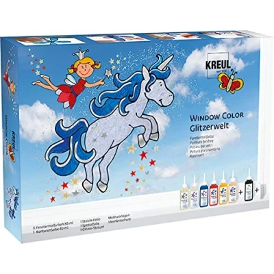 Afbeelding van KREUL 42844 Window Color Glitzerwelt Raamschilderset voor kleine en grote kunstenaars