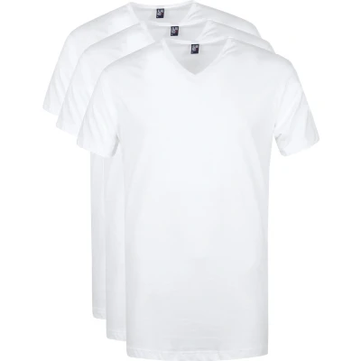 Afbeelding van Alan Red Vermont T Shirt V Hals Wit 3 pack maat XL Heren Basic met Regular fit Pasvorm Katoen