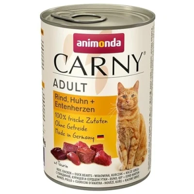 Afbeelding van 12x400g Adult Kip, Rund &amp; Eendenharten animonda Carny Kattenvoer