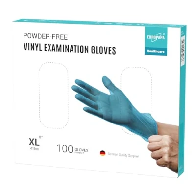 Afbeelding van EUROPAPA® 100 stuks vinyl wegwerphandschoenen, latexvrij, poedervrij, verkrijgbaar in de maten S, M, L en XL, zwart, maat