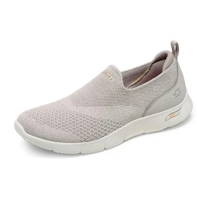 Afbeelding van Skechers 104164 Tpe sneakers voor dames, Taupe Heathered Knit Peach Trim