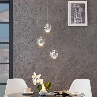Afbeelding van Lucande hanglamp 3lichts Glas, metaal helder, chroom Inclusief lichtbronnen