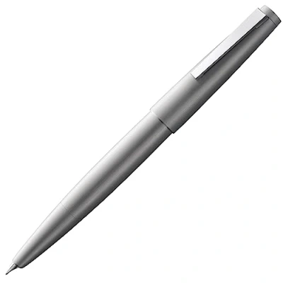 Afbeelding van Lamy 2000 Vulpen 002 Van Roestvrij Staal In De Kleur Zilver, Fluweel Mat Gepolijst Met 14 Kt. Goudveer, 1224127, Platina Veredeld Veerdikte M