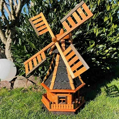 Afbeelding van DARLUX Decoratieve windmolen voor de tuin van hout met kogellagers Bruin Maten (zwart XL)