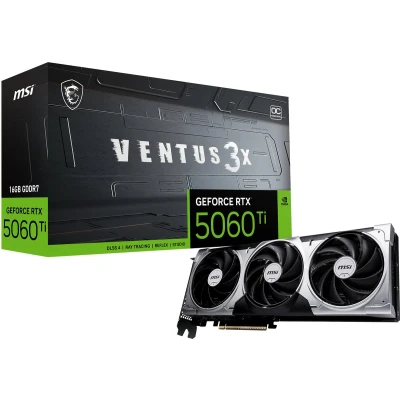 Afbeelding van MSI NVIDIA GeForce RTX 5060 Ti 16G VENTUS 3x OC 16GB GDDR7 PCIe 5.0 1x HDMI 2.1b DisplayPort 2.1a