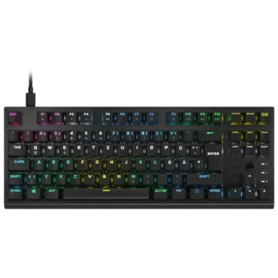 Afbeelding van Corsair K60 PRO TKL RGB Tenkeyless mechanisch gamingtoetsenbord, bekabeld, OPX lineaire schakelaar, keycaps van polycarbonaat, compatibel met iCUE QWERTZ DE PC, Mac, Xbox zwart