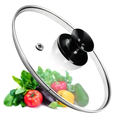 Afbeelding van KADAX Universeel glazen deksel met glanzend zwart handvat, hittebestendig, verkrijgbaar in verschillende maten, voor potten, pannen (22 cm)