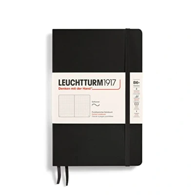 Afbeelding van Leuchtturm1917 B6+ Paperback Notitieboek met zachte kaft dotted Black
