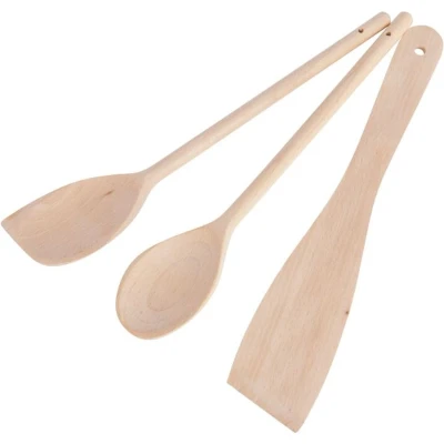 Afbeelding van KitchenCraft Set van 3 houten lepels / keukengerei Kitchen Craft