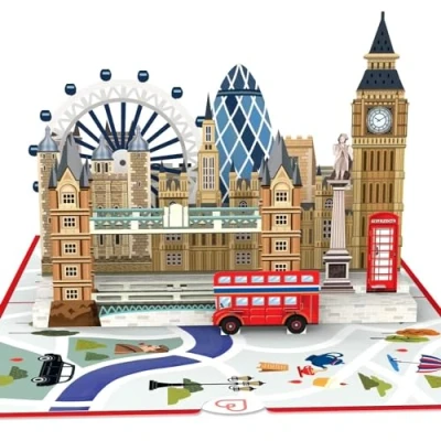 Afbeelding van papercrush® Londen pop upkaart 3D verjaardagskaart te gebruiken als reisvoucher in voor vrouwen en mannen, geldcadeau stadsuitstapjes, hotelvoucher het weekend