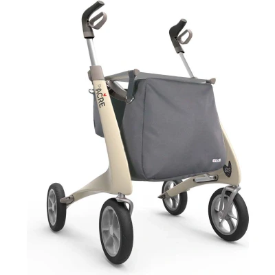 Afbeelding van Carbon Ultralight Rollator Wit Brede maat inclusief tas