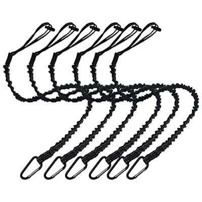 Afbeelding van Raweao Veiligheidskabel voor werkzaamheden op hoogte, intrekbare veiligheidslijn, veiligheidsband met karabijnhaak, maximale gewichtsbegrenzing 6,8 kg/15 lb, 6 stuks
