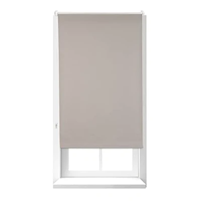 Afbeelding van Relaxdays verduisterend rolgordijn thermo warmtewerend met klemmen ketting bruin 60x160cm