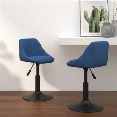 Afbeelding van vidaXL Eetkamerstoelen draaibaar 2 st fluweel blauw