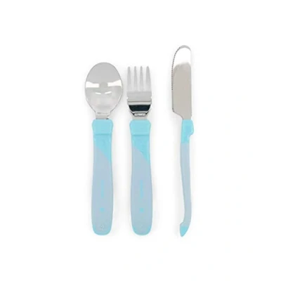 Afbeelding van Twistshake Learn Cutlery Stainless, Peuter bestekset, Blauw, Polypropyleen (PP), Roestvrijstaal, Thermoplastische elastomeer (TPE), Jongen, 1 jaar, 3 stuk(s)