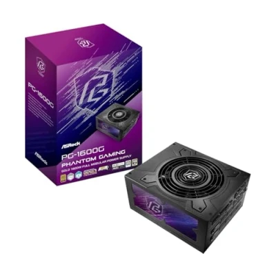 Afbeelding van AsRock Zasilacz PHANTOM GAMING 1600W 80 Plus Goud (1600 W), PC voedingseenheid, Zwart