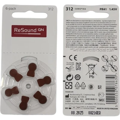 Afbeelding van Resound hoortoestel batterijen P312 bruine sticker
