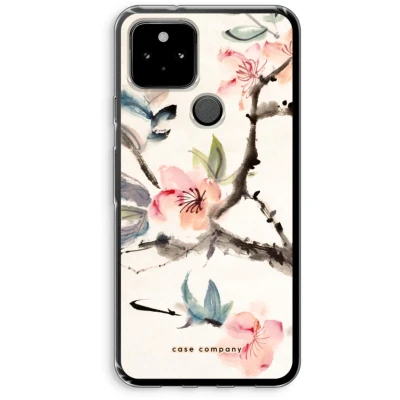 Afbeelding van Case Company® hoesje geschikt voor Google Pixel 5 Japanse bloemen Soft Cover Telefoonhoesje Bescherming aan alle Kanten en Schermrand