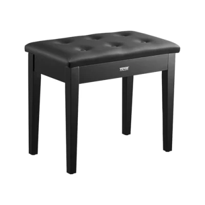 Image de VEVOR Banc de Clavier Piano Tabouret Siège Rembourré en Bois Bibliothèque