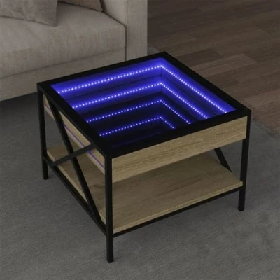 Image de vidaXL Table basse avec LED infini chêne sonoma 50x50x38 cm847698