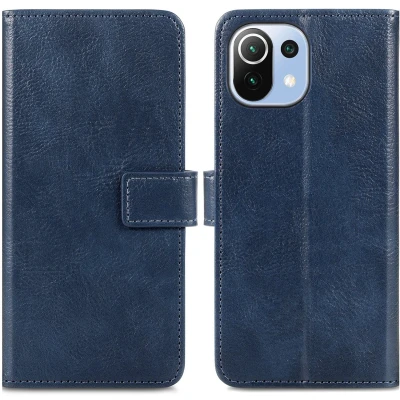 Afbeelding van iMoshion Hoesje Geschikt voor Xiaomi Mi 11 Lite (4G) / (5G) 5G NE Met Pasjeshouder Luxe Bookcase Donkerblauw