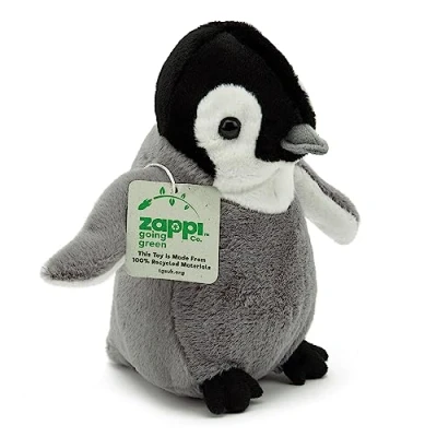 Afbeelding van Zappi Co 100% gerecycled pluche, pinguïn kuiken (22 cm breed), zachte, behaaglijke en milieuvriendelijke dierencollectie voor pasgeborenen, eerste kind