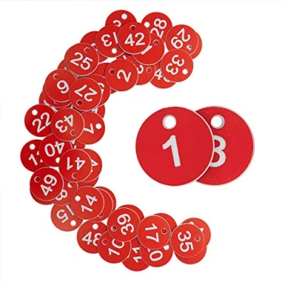 Afbeelding van Gegraveerde plastic ID medailles zonder sleutelring (1 50, rood)