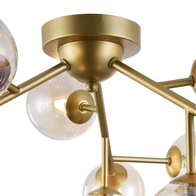 Afbeelding van Plafondlamp Dallas met 12 glasbollen, goud