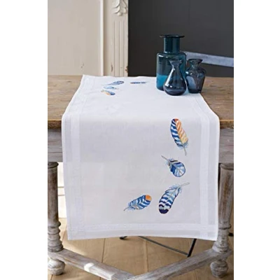 Afbeelding van Loper kit Blauwe pluimpjes Vervaco PN 0165882