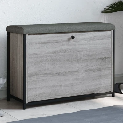 Afbeelding van Schoenenbankje met klaplade 82x32x56 cm grijs sonoma eikenkleur